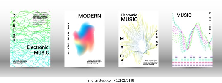 Modern design template. A set of modern abstract covers. Creative sound backgrounds from abstract lines, gradient wave, halftone to create a fashionable abstract cover, banner, poster, booklet.