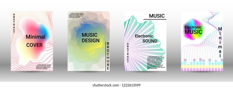 Modern design template. A set of modern abstract covers. Creative sound backgrounds from abstract lines, gradient wave, halftone to create a fashionable abstract cover, banner, poster, booklet.