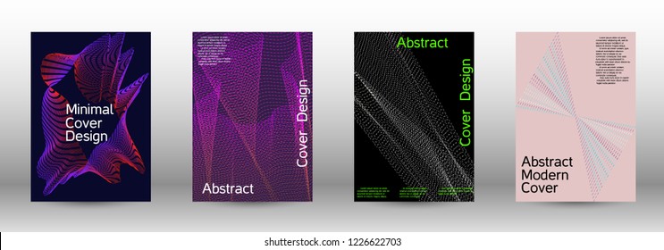 Modern design template. A set of modern abstract covers. Minimal vector cover design with abstract lines. Fashionable style.  Suitable for creating a fashionable abstract cover, banner, poster.