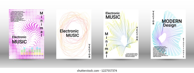 Modern design template. A set of modern abstract covers. Creative sound backgrounds from abstract lines, gradient wave, halftone to create a fashionable abstract cover, banner, poster, booklet.