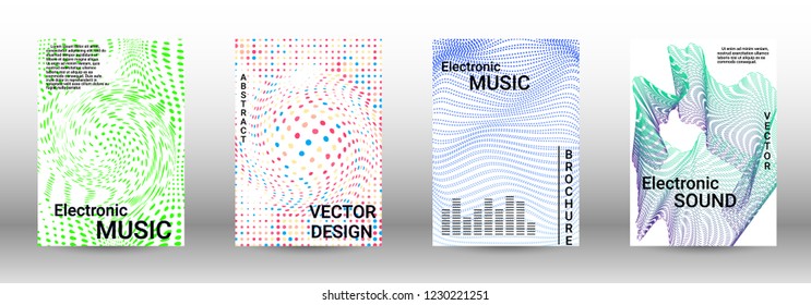 Modern design template. A set of modern abstract covers. Creative sound backgrounds from abstract lines, gradient wave, halftone to create a fashionable abstract cover, banner, poster, booklet.