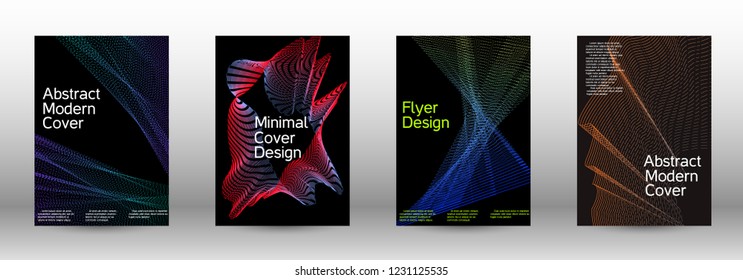 Modern design template. A set of modern abstract covers. Minimal vector cover design with abstract lines. Fashionable style.  Suitable for creating a fashionable abstract cover, banner, poster.