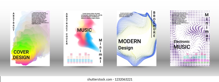 Modern design template. A set of modern abstract covers. Creative sound backgrounds from abstract lines, gradient wave, halftone to create a fashionable abstract cover, banner, poster, booklet.
