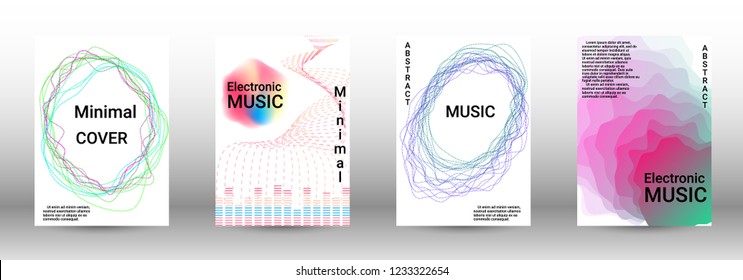 Modern design template. A set of modern abstract covers. Creative sound backgrounds from abstract lines, gradient wave, halftone to create a fashionable abstract cover, banner, poster, booklet.