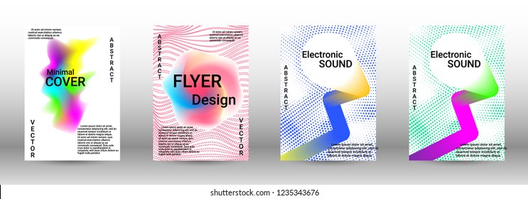 Modern design template. A set of modern abstract covers. Creative sound backgrounds from abstract lines, gradient wave, halftone to create a fashionable abstract cover, banner, poster, booklet.