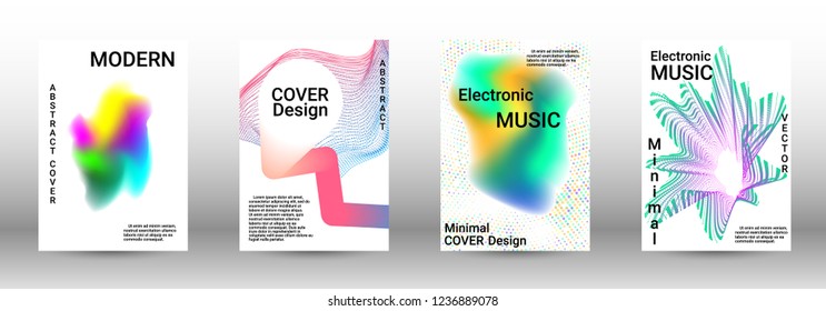 Modern design template. A set of modern abstract covers. Creative sound backgrounds from abstract lines, gradient wave, halftone to create a fashionable abstract cover, banner, poster, booklet.