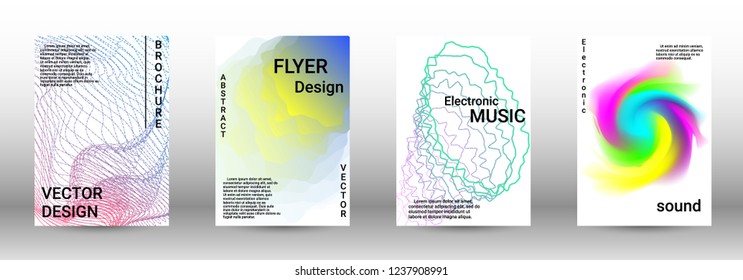 Modern design template. A set of modern abstract covers. Creative sound backgrounds from abstract lines, gradient wave, halftone to create a fashionable abstract cover, banner, poster, booklet.