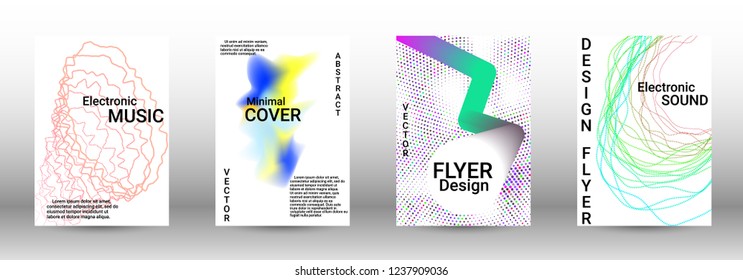 Modern design template. A set of modern abstract covers. Creative sound backgrounds from abstract lines, gradient wave, halftone to create a fashionable abstract cover, banner, poster, booklet.