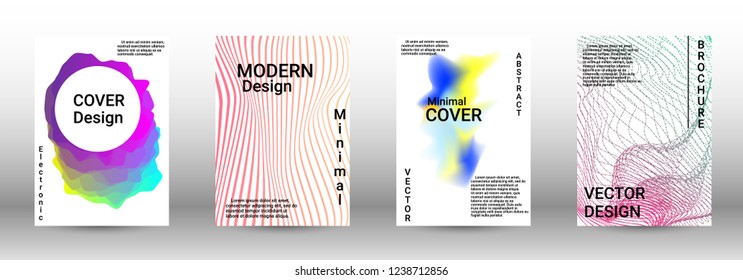 Modern design template. A set of modern abstract covers. Creative sound backgrounds from abstract lines, gradient wave, halftone to create a fashionable abstract cover, banner, poster, booklet.