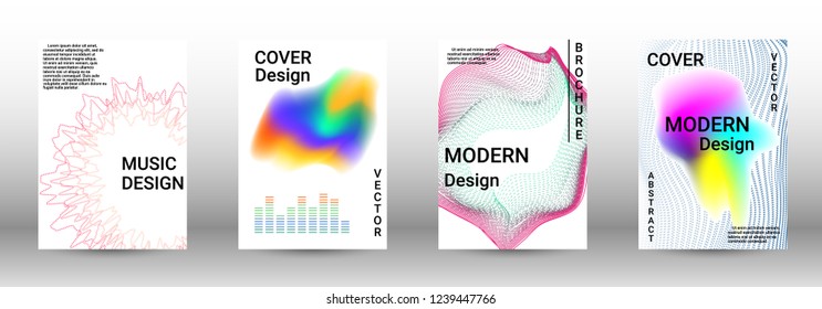 Modern design template. A set of modern abstract covers. Creative sound backgrounds from abstract lines, gradient wave, halftone to create a fashionable abstract cover, banner, poster, booklet.