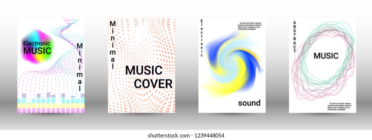 Modern design template. A set of modern abstract covers. Creative sound backgrounds from abstract lines, gradient wave, halftone to create a fashionable abstract cover, banner, poster, booklet.