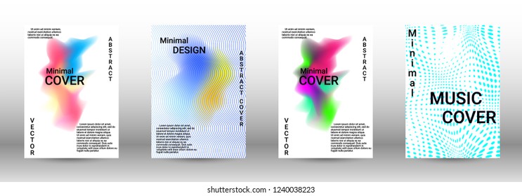 Modern design template. A set of modern abstract covers. Creative sound backgrounds from abstract lines, gradient wave, halftone to create a fashionable abstract cover, banner, poster, booklet.