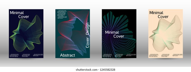 Modern design template. A set of modern abstract covers. Minimal vector cover design with abstract lines. Fashionable style.  Suitable for creating a fashionable abstract cover, banner, poster.