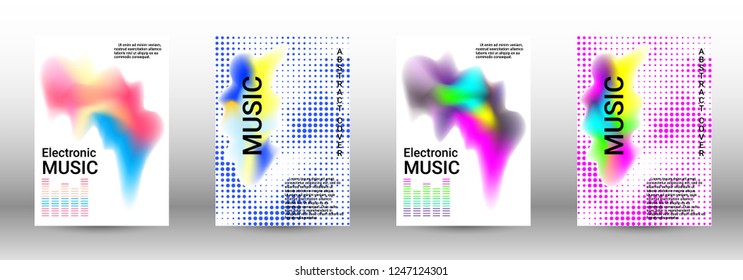 Modern design template. A set of modern abstract covers. Creative sound backgrounds from abstract lines, gradient wave, halftone to create a fashionable abstract cover, banner, poster, booklet.