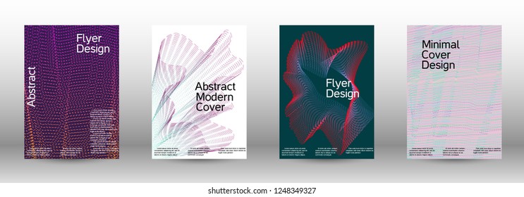 Modern design template. A set of modern abstract covers. Minimal vector cover design with abstract lines. Fashionable style.  Sound flyer for creating a fashionable abstract cover, banner,poster.