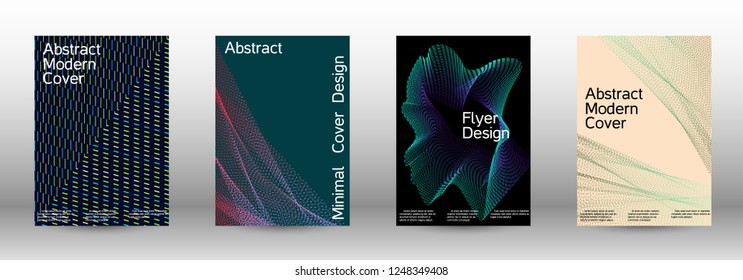Modern design template. A set of modern abstract covers. Minimal vector cover design with abstract lines. Fashionable style.  Sound flyer for creating a fashionable abstract cover, banner,poster.