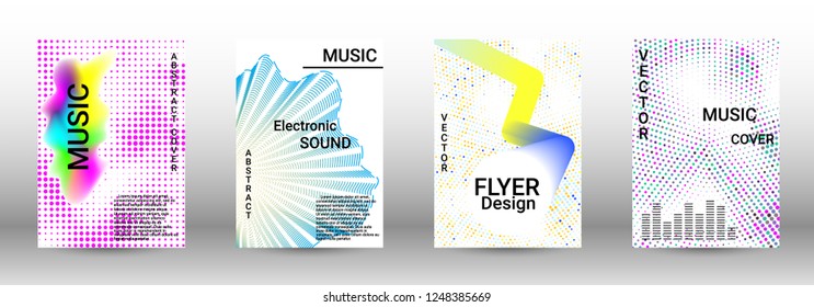 Modern design template. A set of modern abstract covers. Creative sound backgrounds from abstract lines, gradient wave, halftone to create a fashionable abstract cover, banner, poster, booklet.