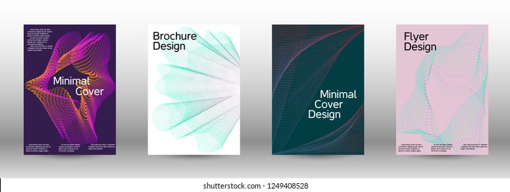 Modern design template. A set of modern abstract covers. Minimal vector cover design with abstract lines. Fashionable style.  Sound flyer for creating a fashionable abstract cover, banner,poster.