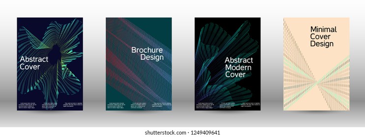 Modern design template. A set of modern abstract covers. Minimal vector cover design with abstract lines. Fashionable style.  Sound flyer for creating a fashionable abstract cover, banner,poster.