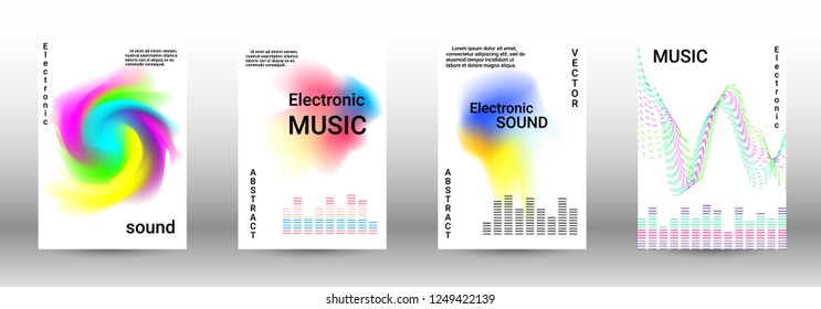 Modern design template. A set of modern abstract covers. Creative sound backgrounds from abstract lines, gradient wave, halftone to create a fashionable abstract cover, banner, poster, booklet.