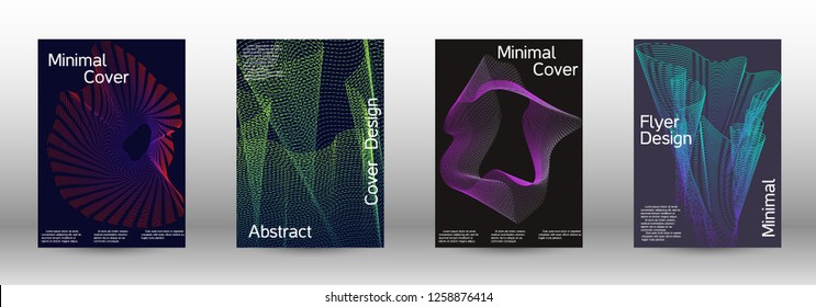 Modern design template. A set of modern abstract covers. Minimal vector cover design with abstract lines. Fashionable style.  Sound flyer for creating a fashionable abstract cover, banner,poster.