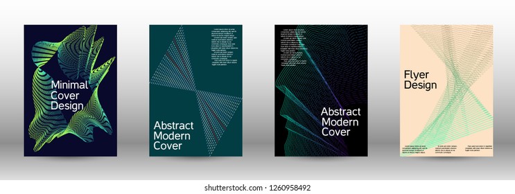 Modern design template. A set of modern abstract covers. Minimal vector cover design with abstract lines. Fashionable style.  Sound flyer for creating a fashionable abstract cover, banner,poster.