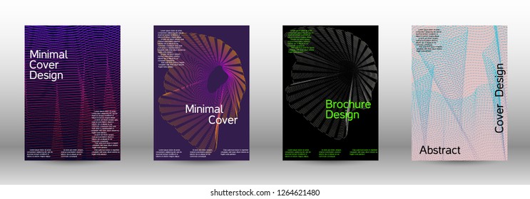 Modern design template. A set of modern abstract covers. Minimal vector cover design with abstract lines. Fashionable style.  Sound flyer for creating a fashionable abstract cover, banner,poster.