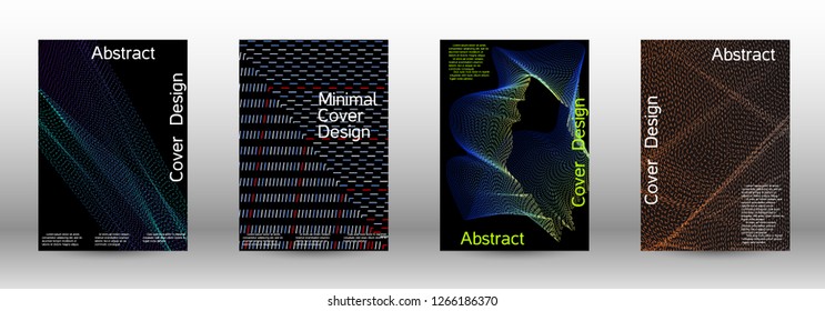 Modern design template. A set of modern abstract covers. Minimal vector cover design with abstract lines. Fashionable style.  Sound flyer for creating a fashionable abstract cover, banner,poster.