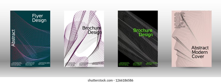 Modern design template. A set of modern abstract covers. Minimal vector cover design with abstract lines. Fashionable style.  Suitable for creating a fashionable abstract cover, banner, poster.