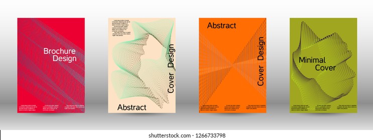 Modern design template. A set of modern abstract covers. Minimal vector cover design with abstract lines. Fashionable style.  Sound flyer for creating a fashionable abstract cover, banner,poster.