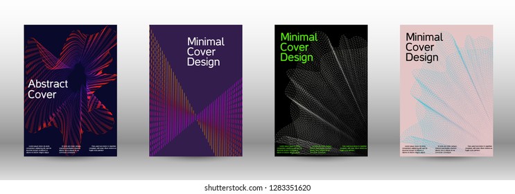 Modern design template. A set of modern abstract covers. Minimal vector cover design with abstract lines. Fashionable style.  Sound flyer for creating a fashionable abstract cover, banner,poster.