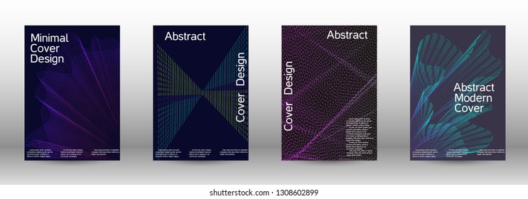 Modern design template. A set of modern abstract covers. Minimal vector cover design with abstract lines. Fashionable style.  Suitable for creating a fashionable abstract cover, banner, poster.