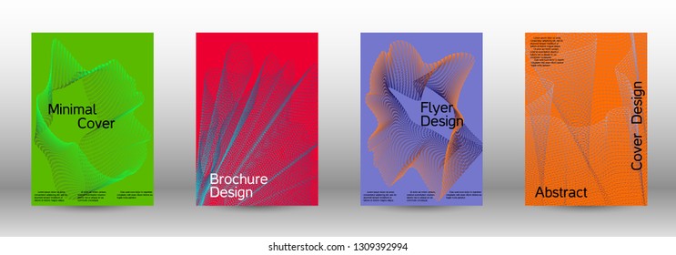 Modern design template. A set of modern abstract covers. Minimal vector cover design with abstract lines. Fashionable style.  Suitable for creating a fashionable abstract cover, banner, poster.