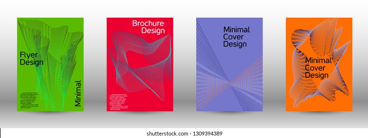 Modern design template. A set of modern abstract covers. Minimal vector cover design with abstract lines. Fashionable style.  Sound flyer for creating a fashionable abstract cover, banner,poster.