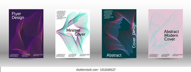 Modern design template. A set of modern abstract covers. Minimal vector cover design with abstract lines. Fashionable style.  Sound flyer for creating a fashionable abstract cover, banner,poster.