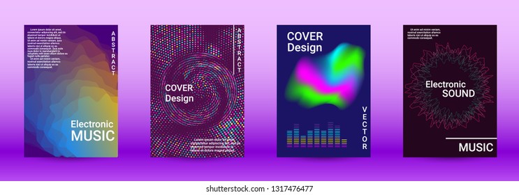 Modern design template. A set of modern abstract covers. Creative sound backgrounds from abstract lines, gradient wave, halftone to create a fashionable abstract cover, banner, poster, booklet.