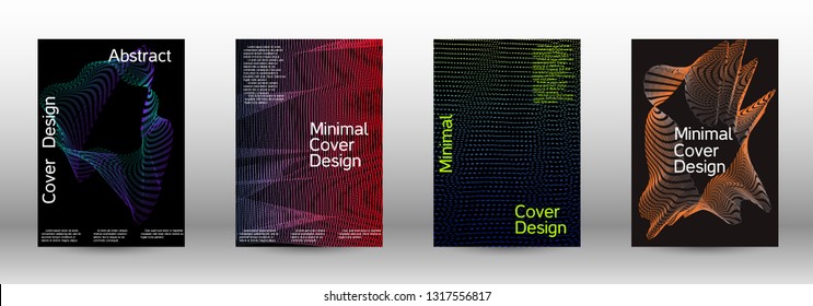 Modern design template. A set of modern abstract covers. Minimal vector cover design with abstract lines. Fashionable style.  Sound flyer for creating a fashionable abstract cover, banner,poster.