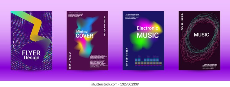 Modern design template. A set of modern abstract covers. Creative sound backgrounds from abstract lines, gradient wave, halftone to create a fashionable abstract cover, banner, poster, booklet.