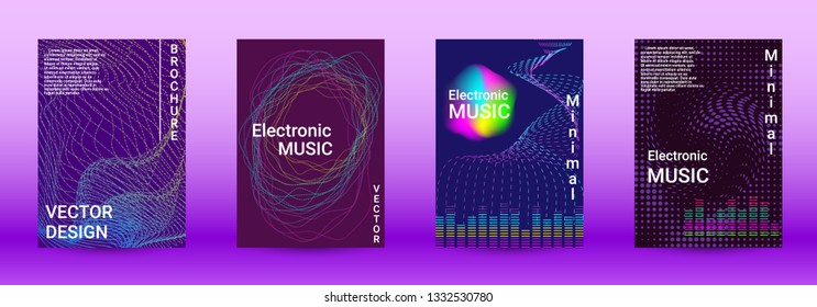 Modern design template. A set of modern abstract covers. Creative sound backgrounds from abstract lines, gradient wave, halftone to create a fashionable abstract cover, banner, poster, booklet.