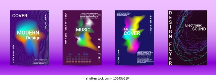 Modern design template. A set of modern abstract covers. Creative sound backgrounds from abstract lines, gradient wave, halftone to create a fashionable abstract cover, banner, poster, booklet.