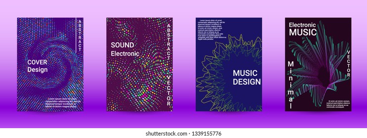 Modern design template. A set of modern abstract covers. Creative sound backgrounds from abstract lines, gradient wave, halftone to create a fashionable abstract cover, banner, poster, booklet.