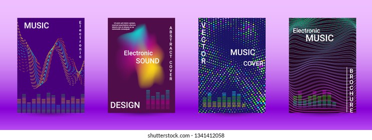 Modern design template. A set of modern abstract covers. Creative sound backgrounds from abstract lines, gradient wave, halftone to create a fashionable abstract cover, banner, poster, booklet.