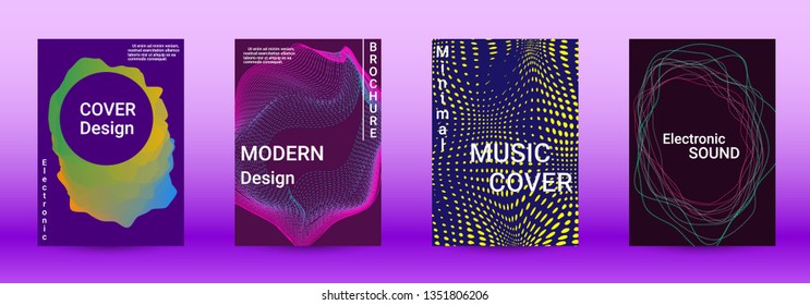 Modern design template. A set of modern abstract covers. Creative sound backgrounds from abstract lines, gradient wave, halftone to create a fashionable abstract cover, banner, poster, booklet.