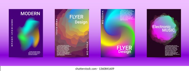 Modern design template. A set of modern abstract covers. Creative sound backgrounds from abstract lines, gradient wave, halftone to create a fashionable abstract cover, banner, poster, booklet.
