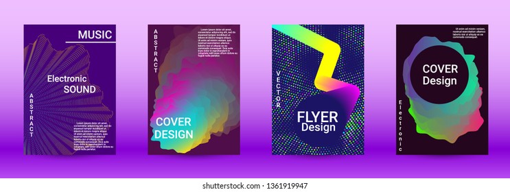 Modern design template. A set of modern abstract covers. Creative sound backgrounds from abstract lines, gradient wave, halftone to create a fashionable abstract cover, banner, poster, booklet.