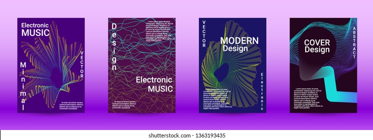Modern design template. A set of modern abstract covers. Creative sound backgrounds from abstract lines, gradient wave, halftone to create a fashionable abstract cover, banner, poster, booklet.