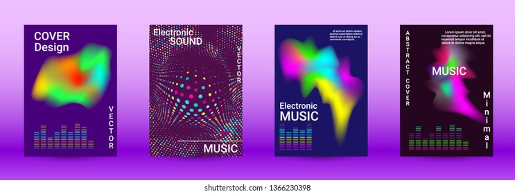 Modern design template. A set of modern abstract covers. Creative sound backgrounds from abstract lines, gradient wave, halftone to create a fashionable abstract cover, banner, poster, booklet.