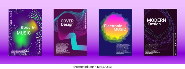 Modern design template. A set of modern abstract covers. Creative sound backgrounds from abstract lines, gradient wave, halftone to create a fashionable abstract cover, banner, poster, booklet.