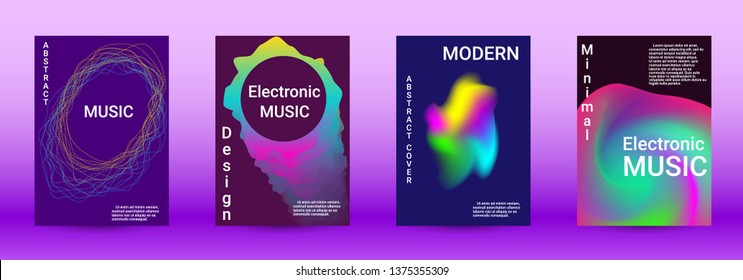 Modern design template. A set of modern abstract covers. Creative sound backgrounds from abstract lines, gradient wave, halftone to create a fashionable abstract cover, banner, poster, booklet.