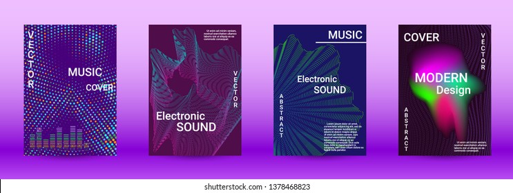 Modern design template. A set of modern abstract covers. Creative sound backgrounds from abstract lines, gradient wave, halftone to create a fashionable abstract cover, banner, poster, booklet.